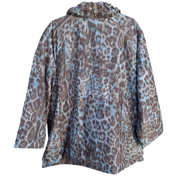 Simonton Says Leopard Print Watercolor Drawstring Waist Windbreaker Jacket 1X - Picture 2 of 10